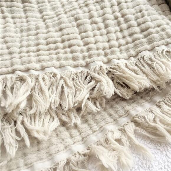 100% Organic Cotton 60"x80" Muslin Throw Summer Blanket for Couch, Adult